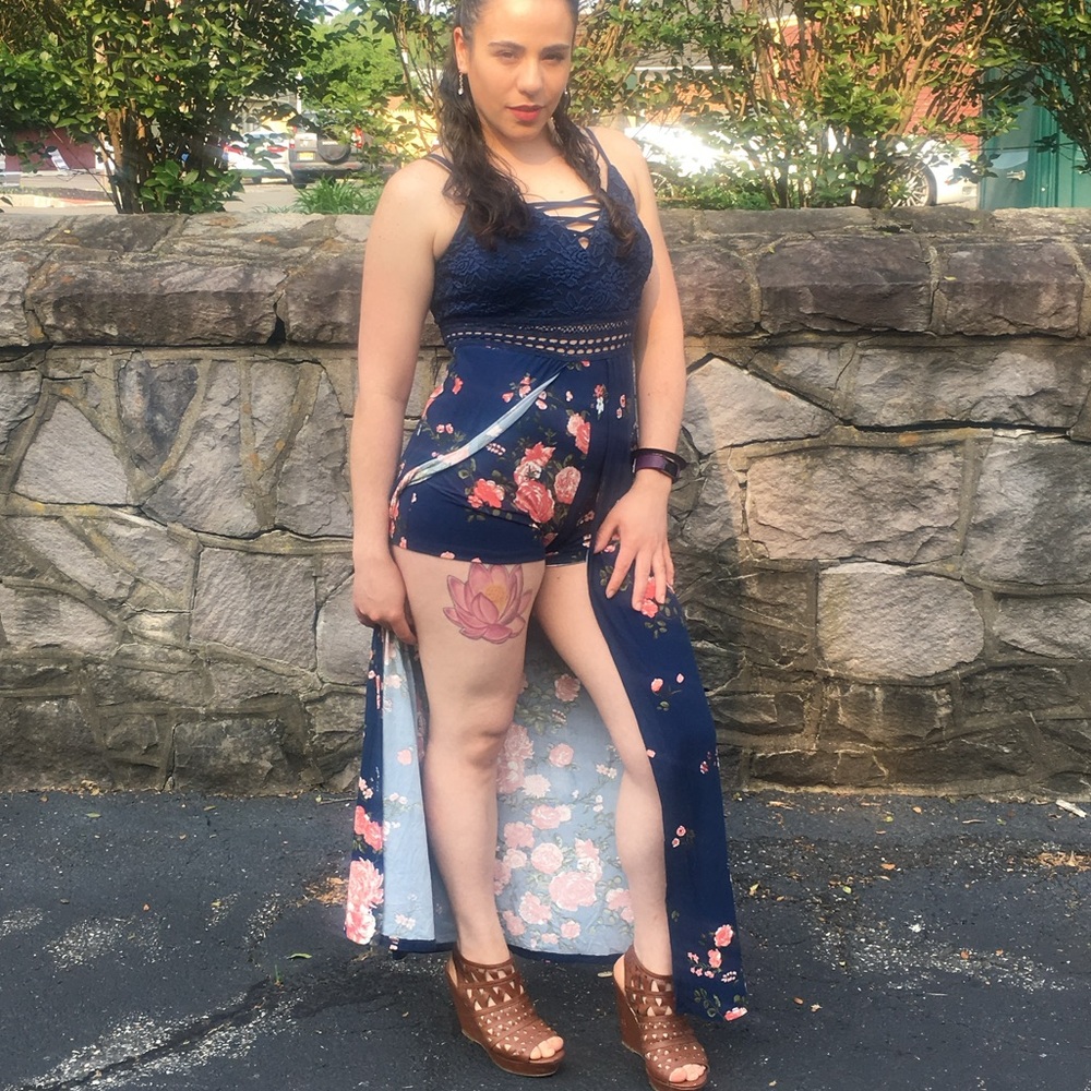 Sleeveless romper maxi dress